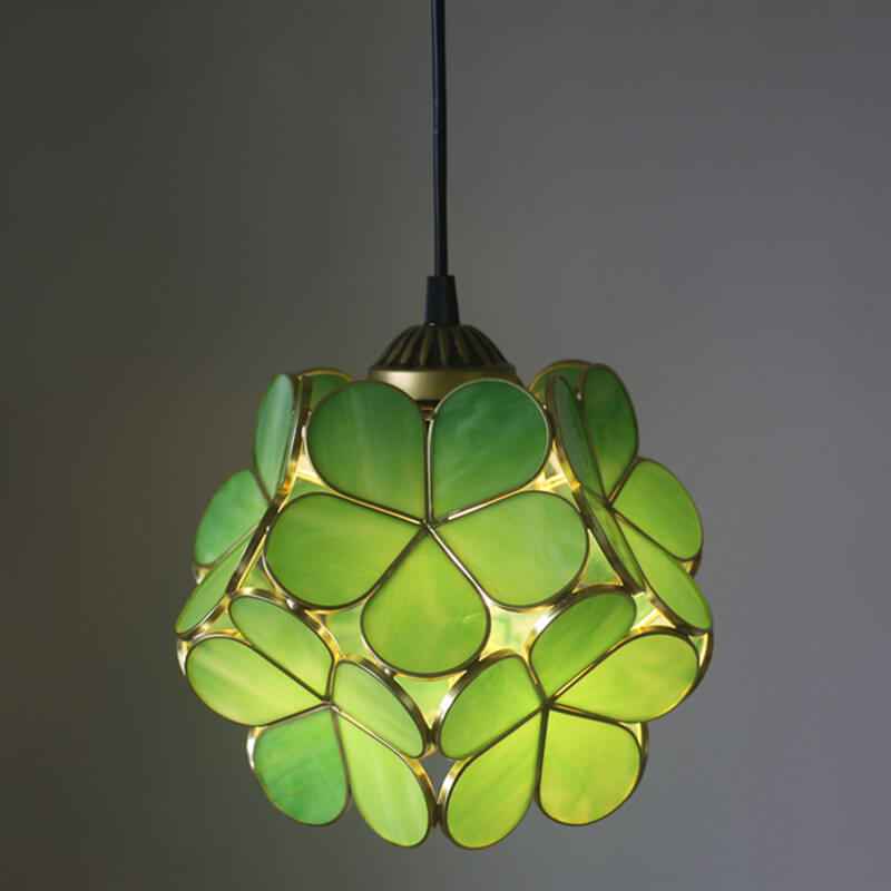 Retro Stained Glass Petal Single-Light Pendant Fixture