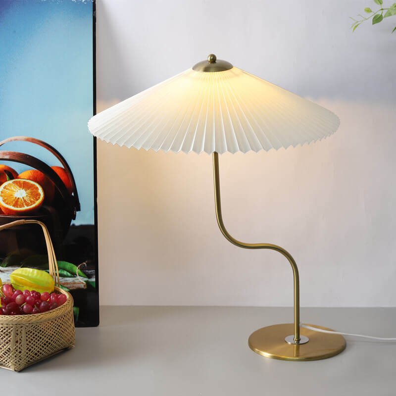 Vintage-Inspired Pleated Umbrella 1-Light Decorative Table Lamp