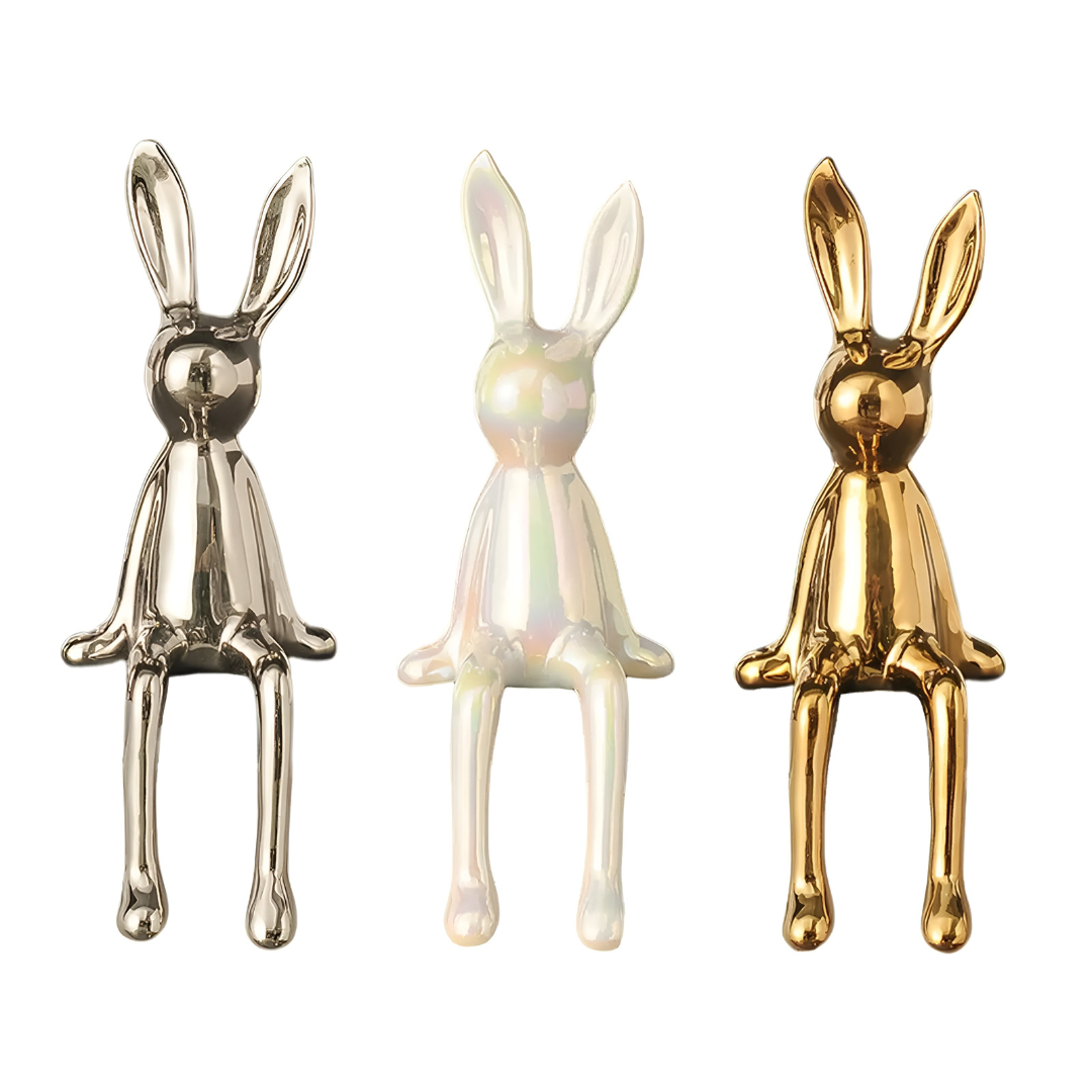Clavra - Shimmering Ceramic Rabbit Statue