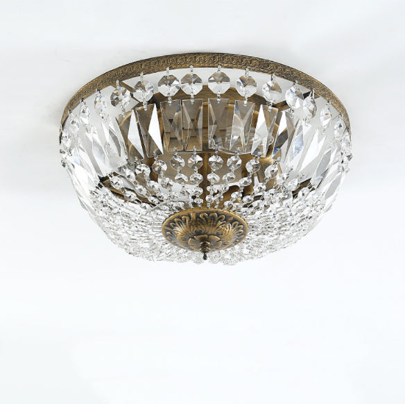 Retro Round Crystal Flush Mount Ceiling Light - 4/6 Lights