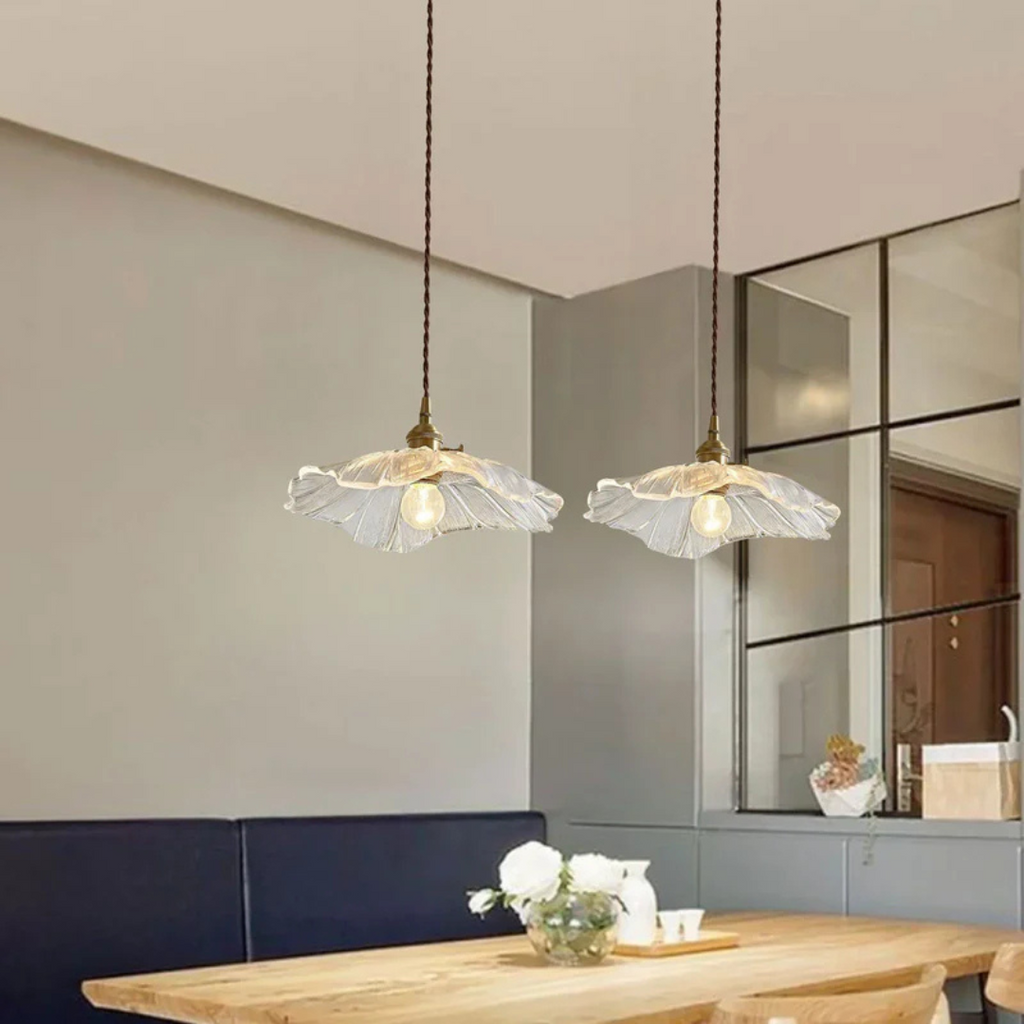Myloq - Vintage Lotus Glass Hanging Lamp