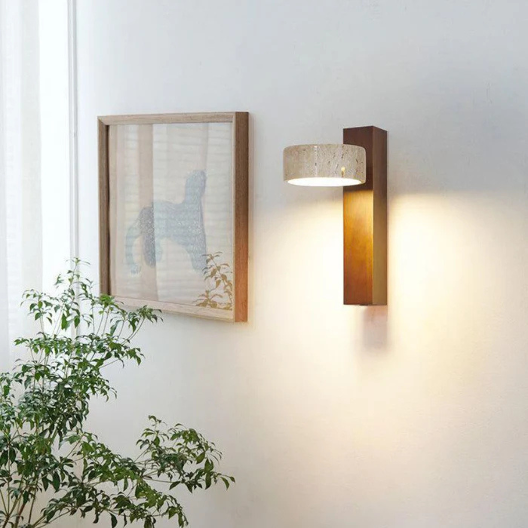 Bela Wandlamp | Natuurlijke Travertijn, Warm Licht