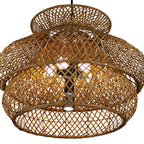 Vintage Rattan Woven 3-Tier Chandelier with 4/6 Lights