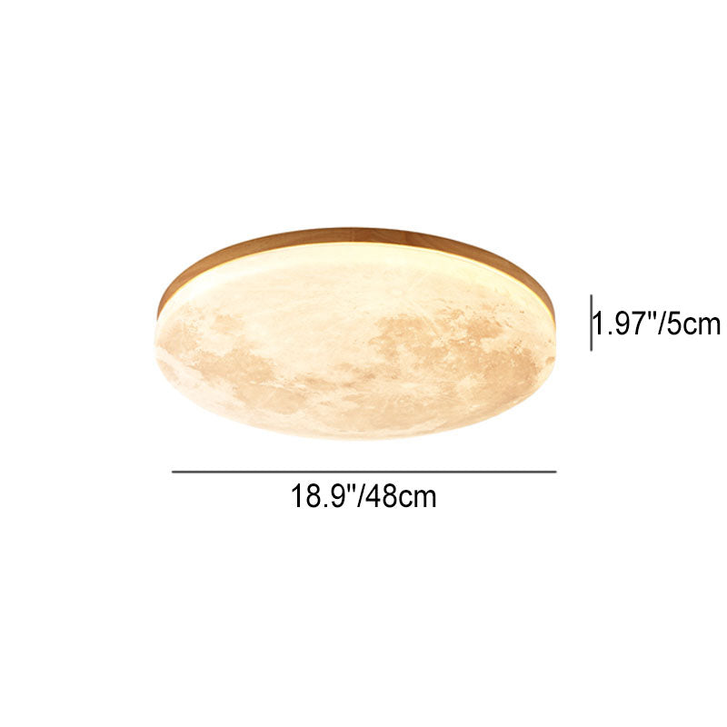 Nordic Minimalist Round Moon LED Flush Mount Ceiling Light in PVC