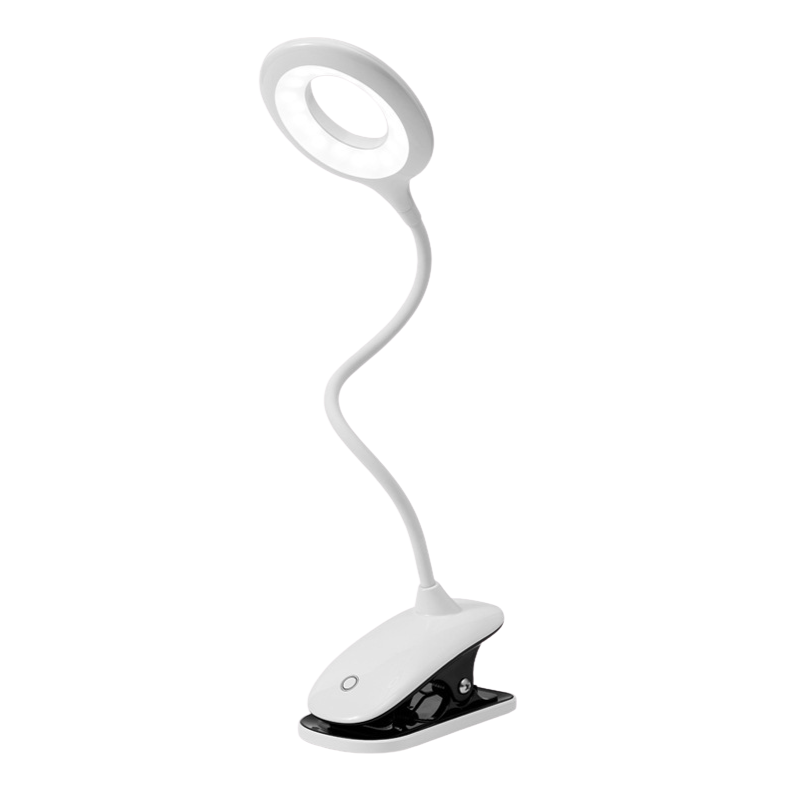 USB Rechargeable Clip-On Reading Lamp with Flexible Gooseneck and Dimmable Brightness
