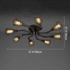 Industrial Vintage Round Iron Flush Mount Ceiling Light - Available in 4, 6, or 8 Lights