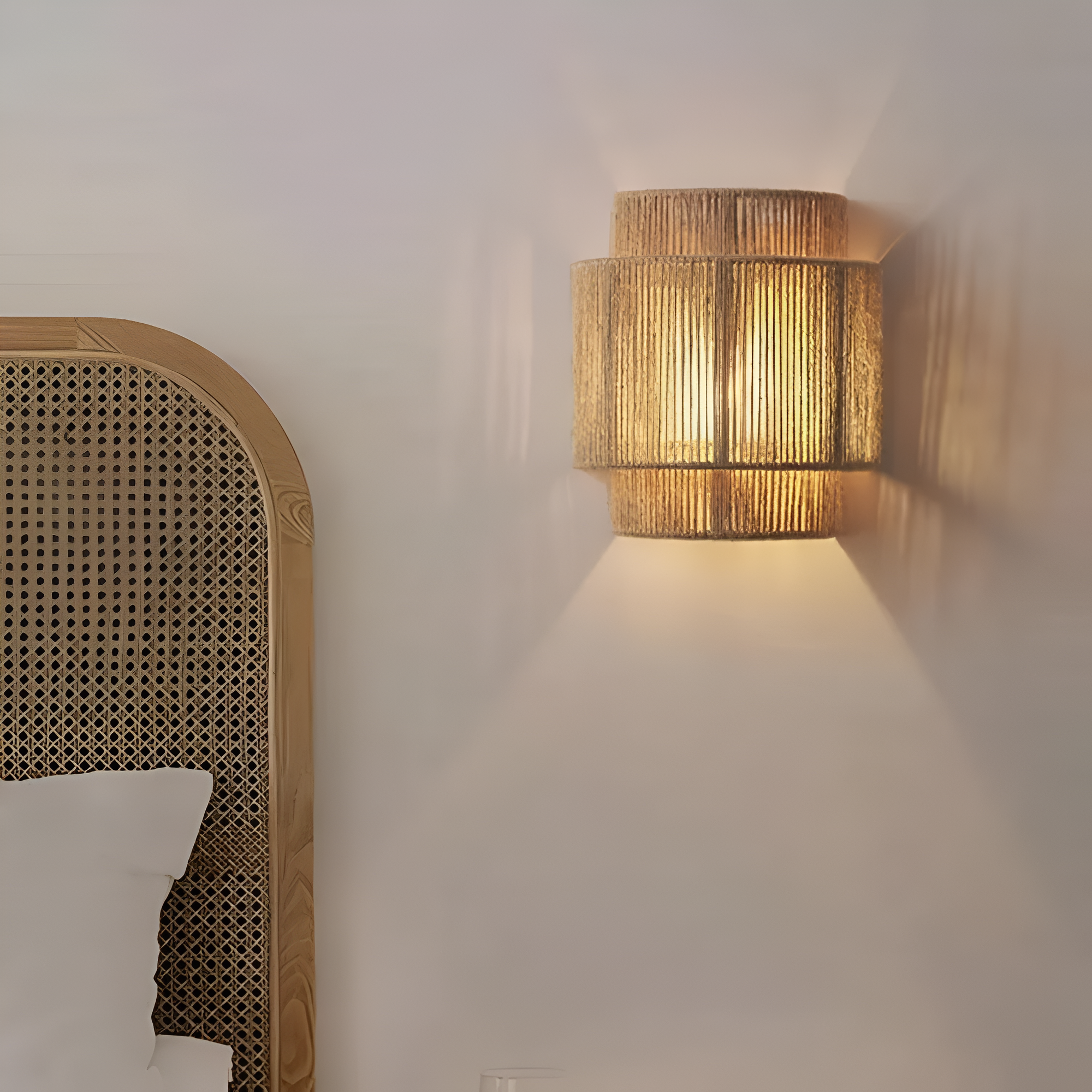 Vintage Bohemian Hand-Woven Rope Wall Sconce LED 1-Light