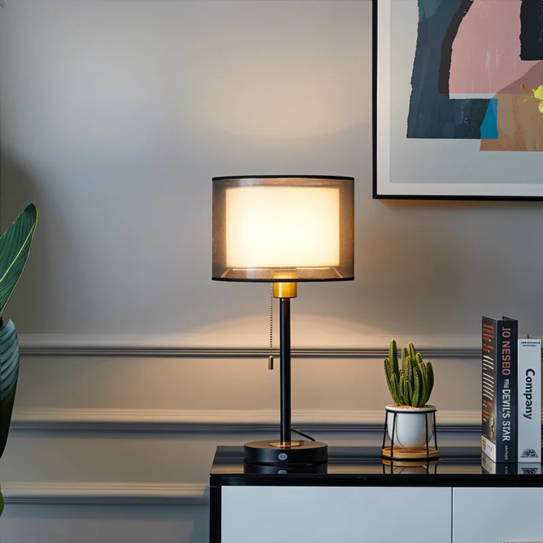 Luma Table Lamp | Double Fabric Shade, Warm Ambient Light