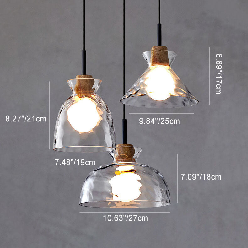 Nordic Clear Rippled Glass 1-Light Pendant Lamp