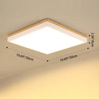 Contemporary Minimalist Solid Wood and Acrylic Square LED Flush Mount Ceiling Light for Living Room