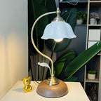 Bela Vintage Table Lamp | Antique Brass, USB Powered Floral Shade