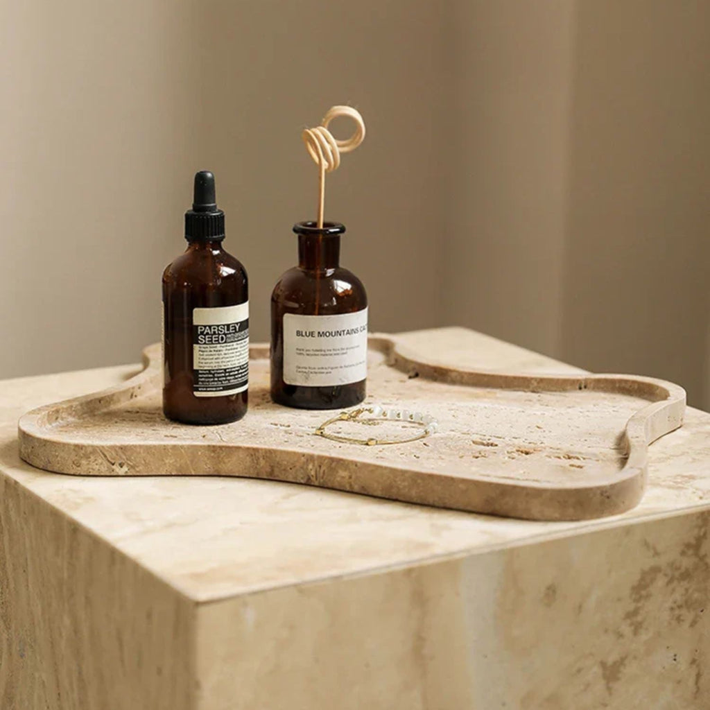 Bela Irregular Stone Tray | Handcrafted Natural Ochre Design