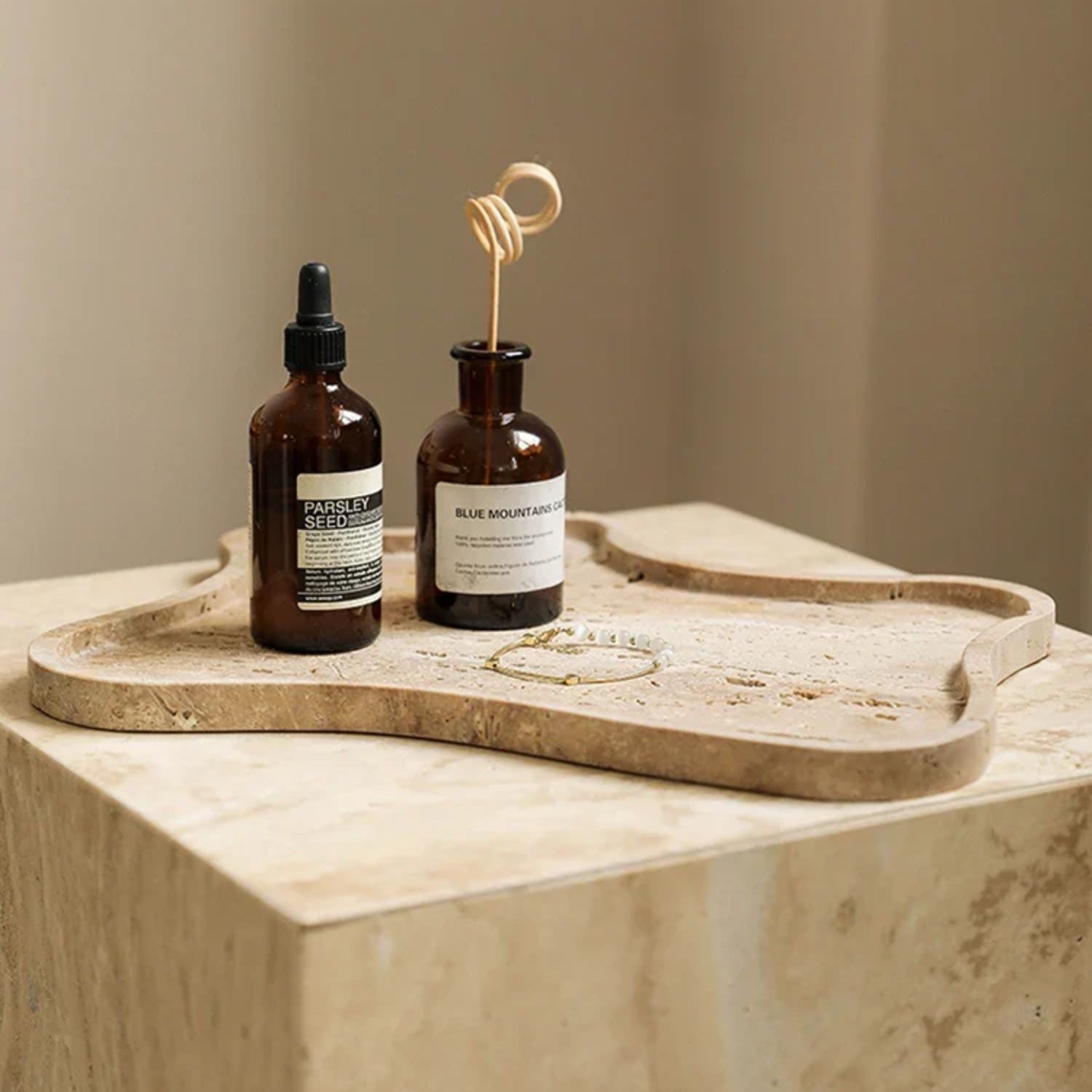 Bela Irregular Stone Tray | Handcrafted Natural Ochre Design