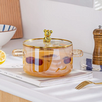 Bela Glass Pot | 1600ml Capacity, Golden Bear Handle