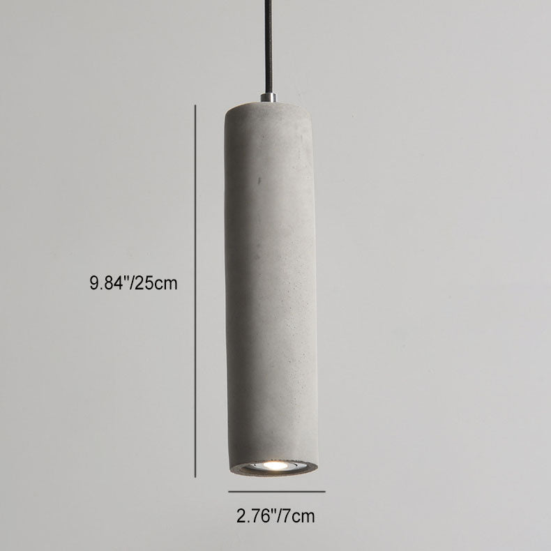Modern Industrial Cylindrical Cement Pendant Light with Rough Texture - 1-Light Fixture for Living Room