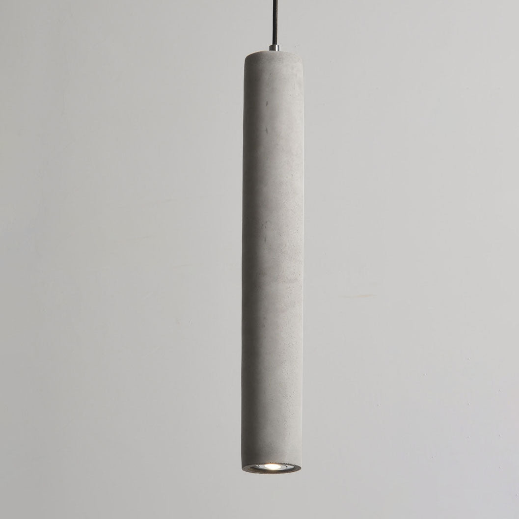 Modern Industrial Cylindrical Cement Pendant Light with Rough Texture - 1-Light Fixture for Living Room