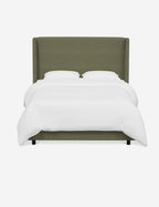 Adara Upholstered Bed | Winged Headboard, Crisp Sophistication