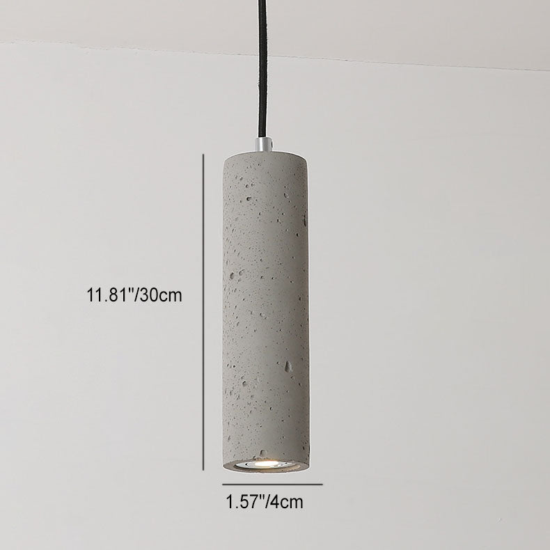 Modern Industrial Cylindrical Cement Pendant Light with Rough Texture - 1-Light Fixture for Living Room