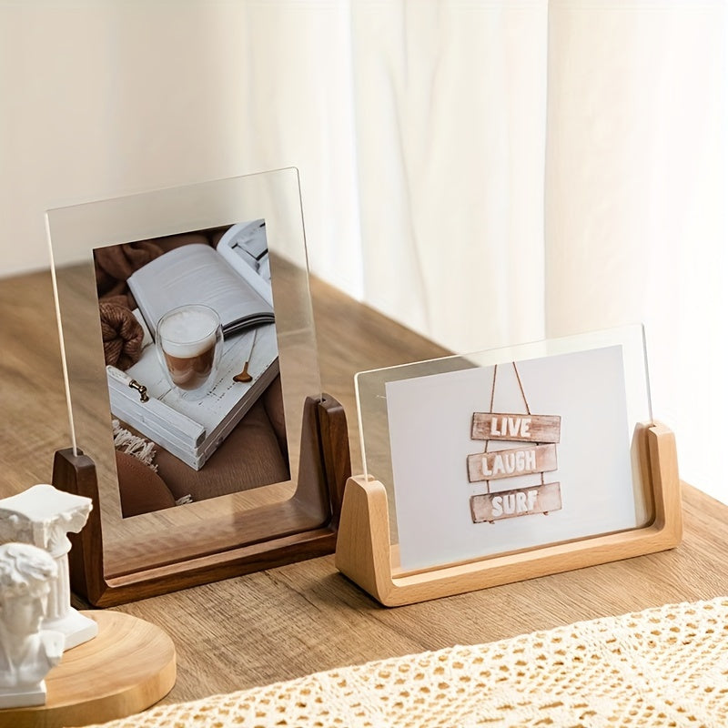 Bela U-Shaped Photo Frame | Solid Wood & Acrylic, Minimalist Display