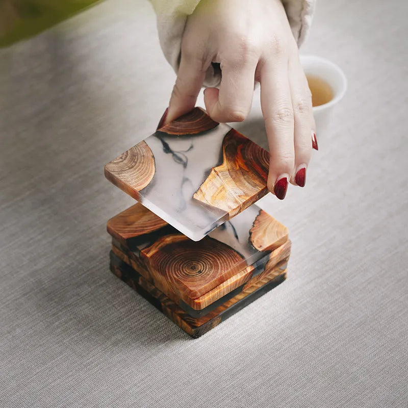 Moro Resin Coasters | Handmade Pinewood & Art Resin