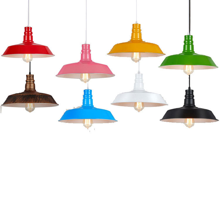 Modern Industrial Round Iron Single-Light Pendant for Living Room