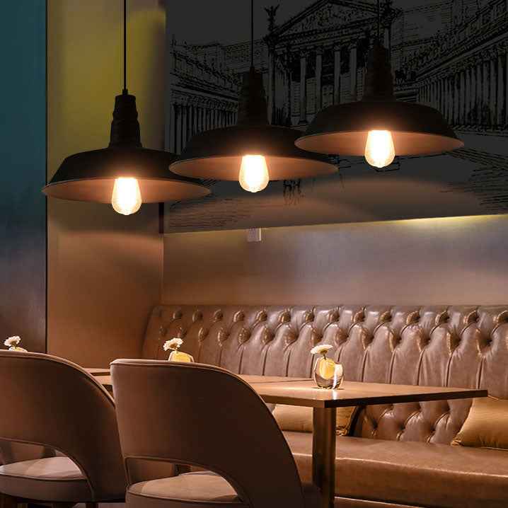 Modern Industrial Round Iron Single-Light Pendant for Living Room