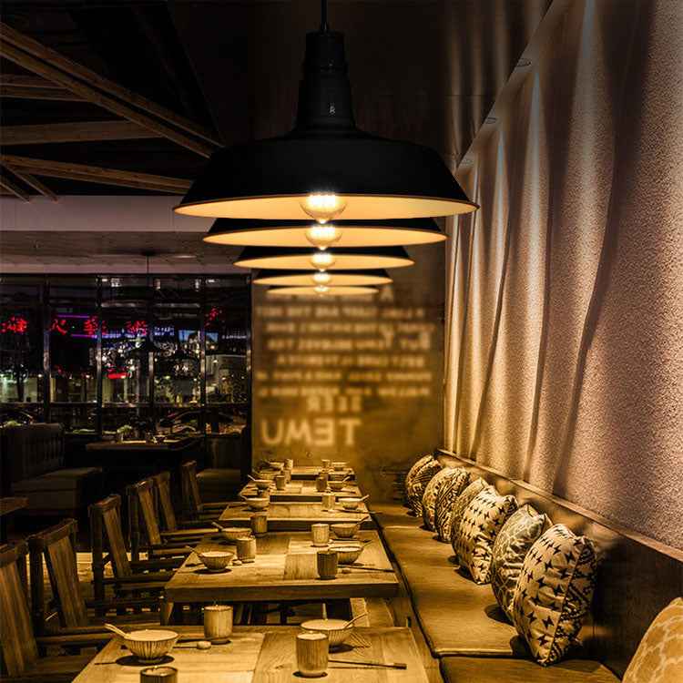Modern Industrial Round Iron Single-Light Pendant for Living Room