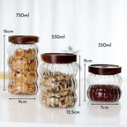 Bela Glass Jar Set | Wooden Lids, Hermetic Silicone Closure