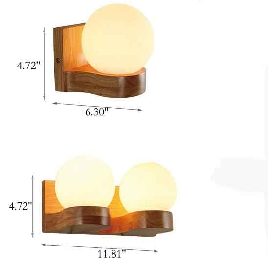 Nordic Modern Solid Wood Half-Ball Wall Sconce Lamp