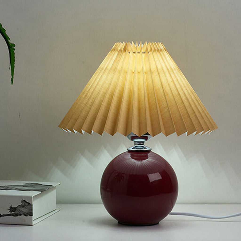Scandinavian Minimalist Ceramic Pleated Table Lamp with Single Light