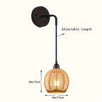 Bela Rattan Wall Lamp | Handwoven Shade, Adjustable Arm