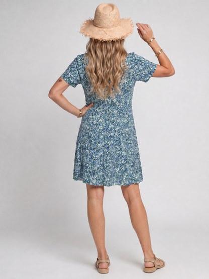 Stylish Floral Print Fit and Flare Knee-Length Dress for Women