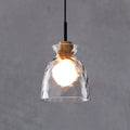 Nordic Rippled Glass and Wood LED Pendant Light | 1-Light