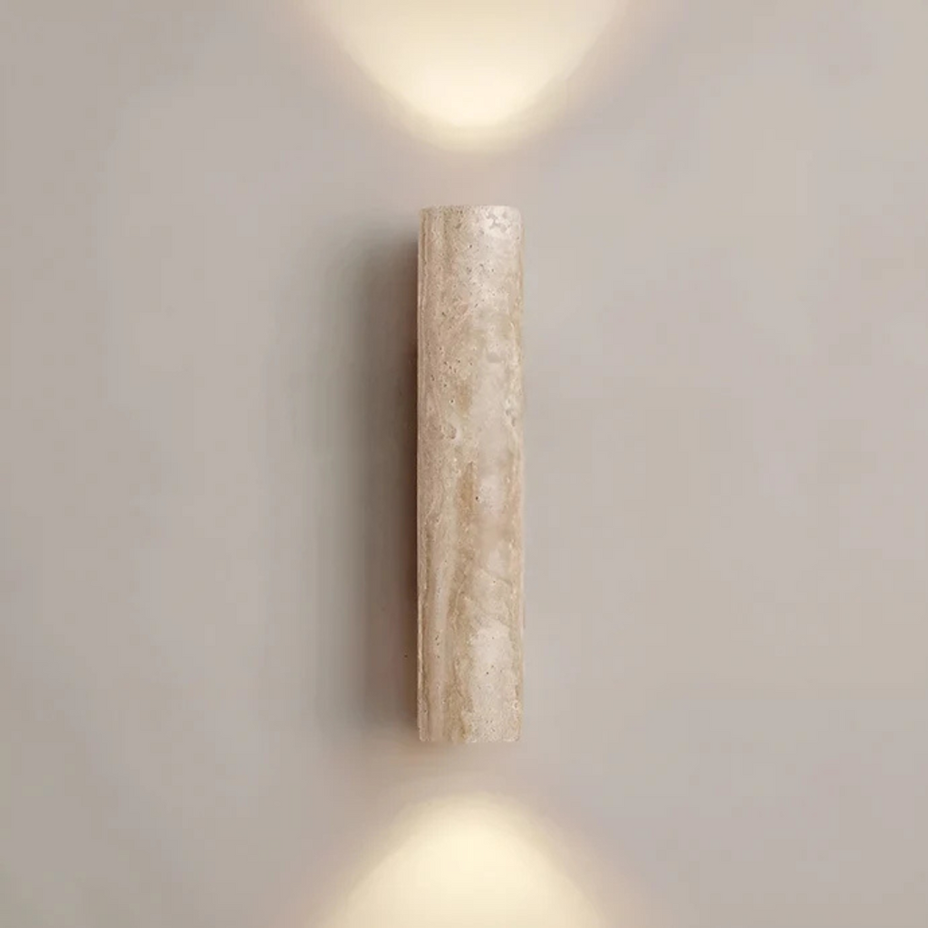Bento Wabi Sabi Wandlamp | Uniek Travertijnontwerp, Warm LED Licht