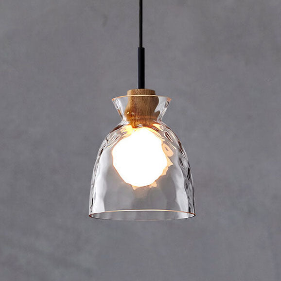Nordic Clear Rippled Glass 1-Light Pendant Lamp
