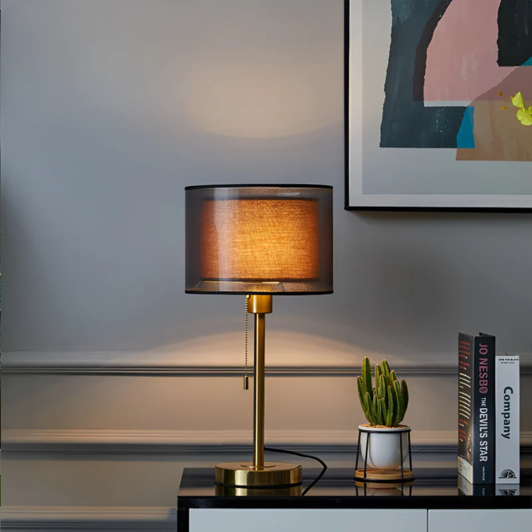 Luma Table Lamp | Double Fabric Shade, Warm Ambient Light