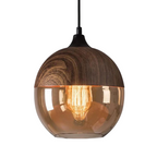 Viresta - Scandinavian Hanging Lamp of Wood and Tinted Glass
