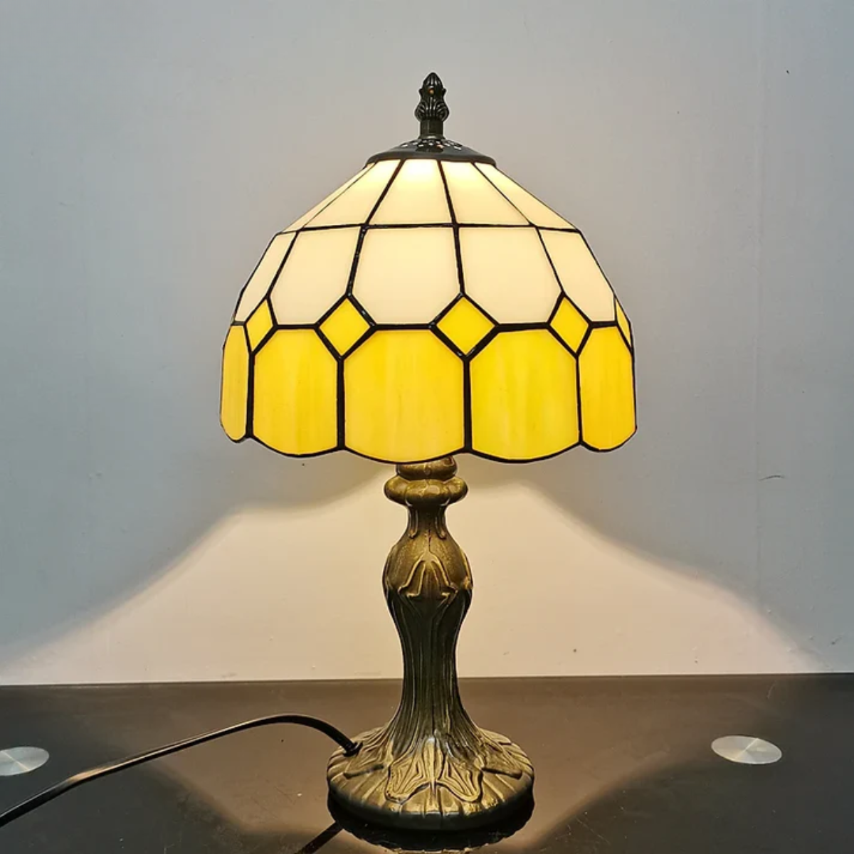 Nordiva - Table lamp 20 cm in Scandinavian checkered design for bedroom or desk