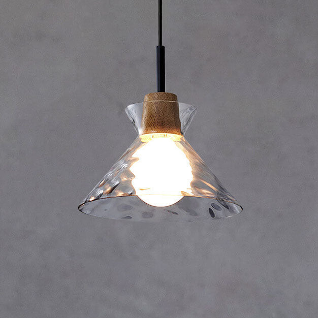Nordic Clear Rippled Glass 1-Light Pendant Lamp