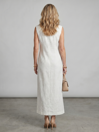 Elegant Front Slit Zip Maxi Dress for Women