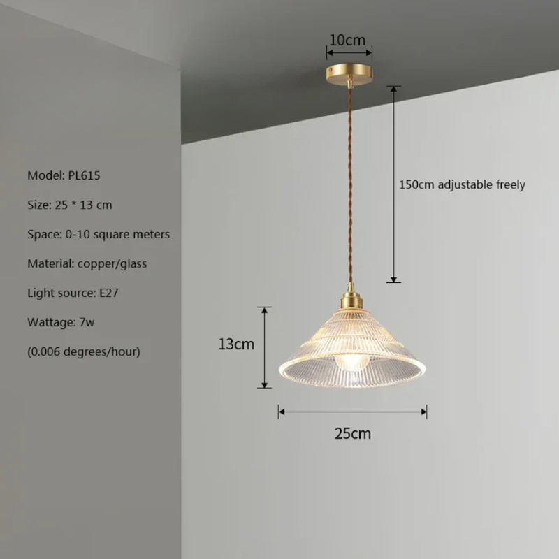 Braviont - Glass Pendant Lamp with Wood and Metal E27