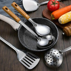 Culinor - Stainless Steel Kitchen Utensils Set with Wooden Handles 5-Piece