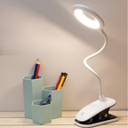USB Rechargeable Clip-On Reading Lamp with Flexible Gooseneck and Dimmable Brightness