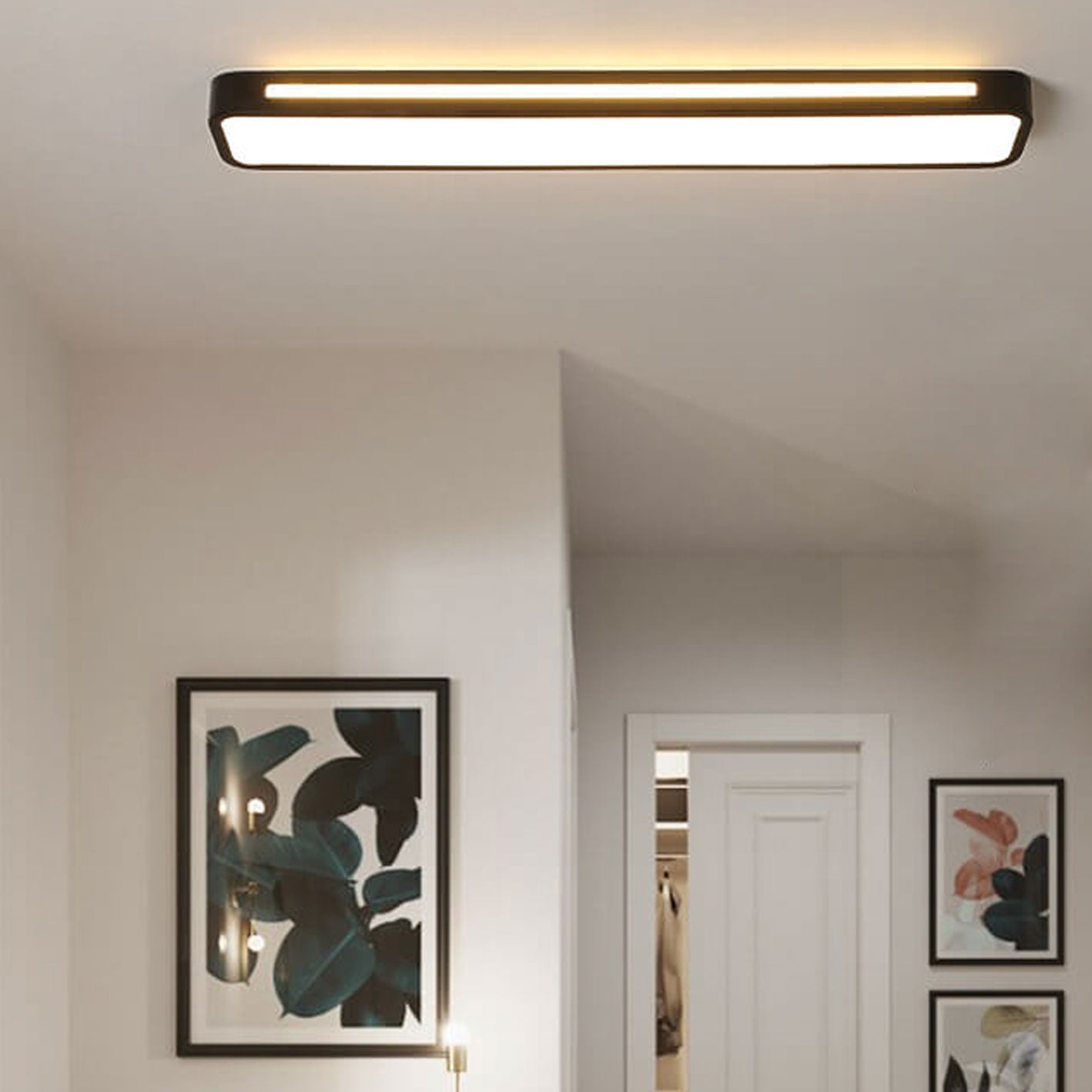Scandinavian Minimalist Long LED Flush Mount Ceiling Fixture