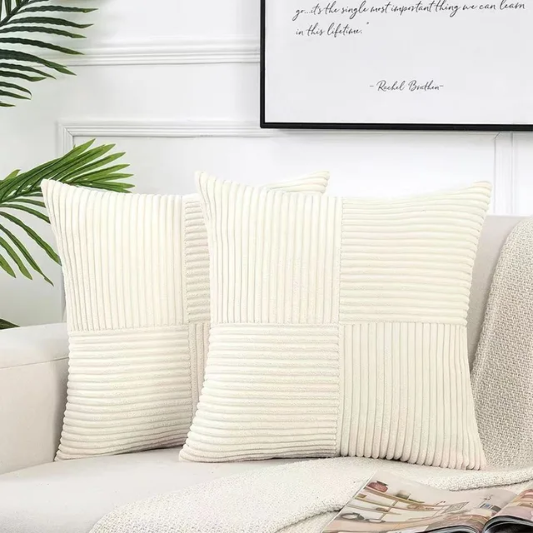 Bello Corduroy Cushion Cover | Soft Ribbed Velvet, Hidden Zipper