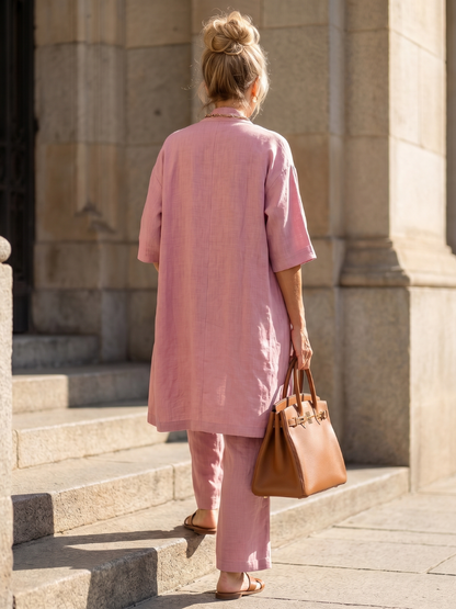 Effortless Three-Piece Pants Set for Women Dusty Wide Leg
