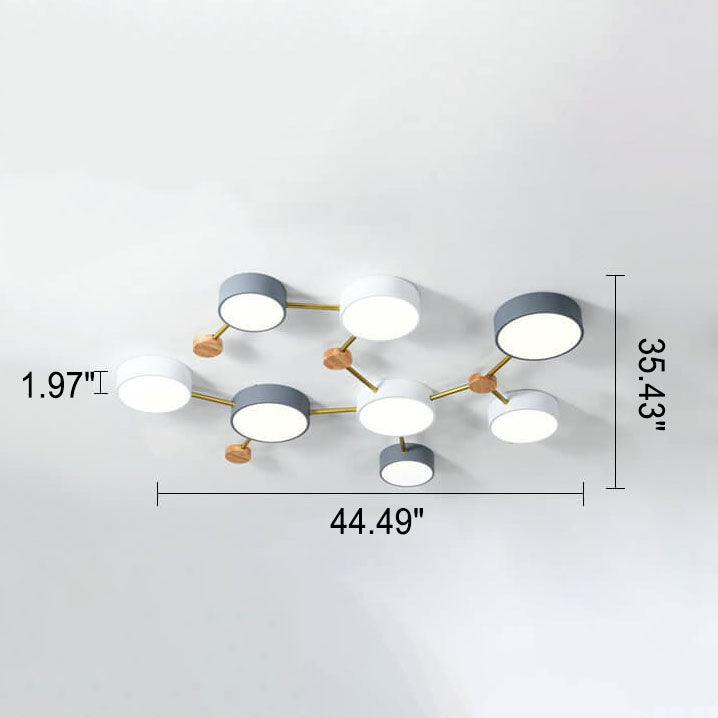Scandinavian Minimalist Solid Wood and Iron LED Flush Mount Light