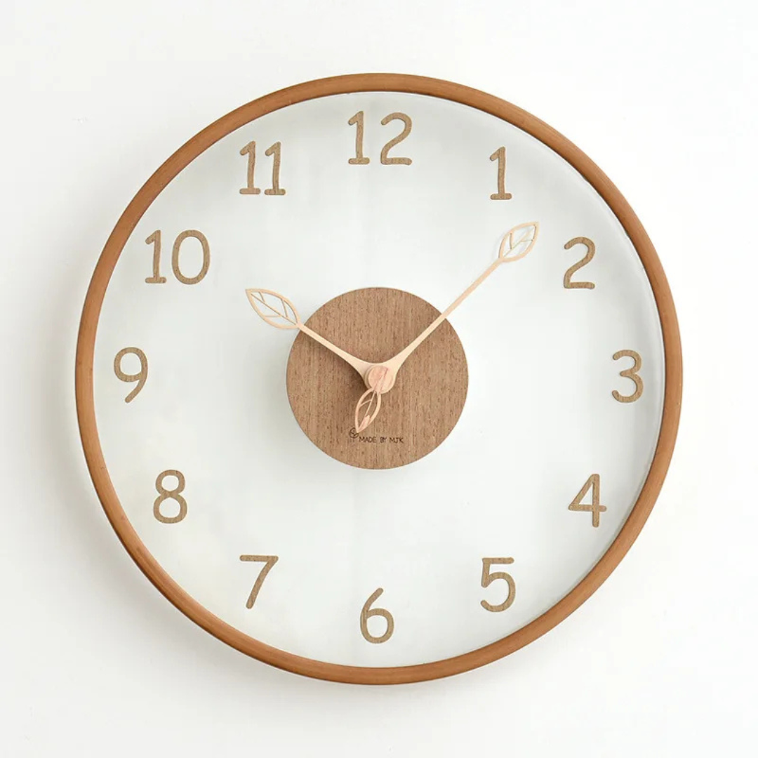 Metron - Elegant Wooden Wall Clock with Glass
