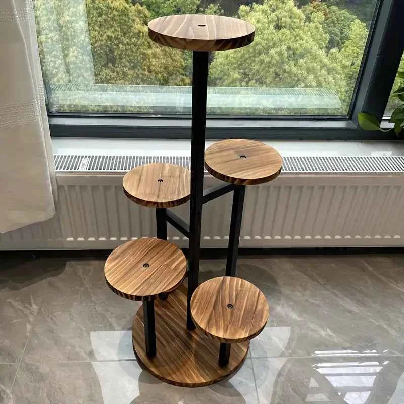 Bela 6-Tier Plant Stand | Solid Wood, Modern Round Design