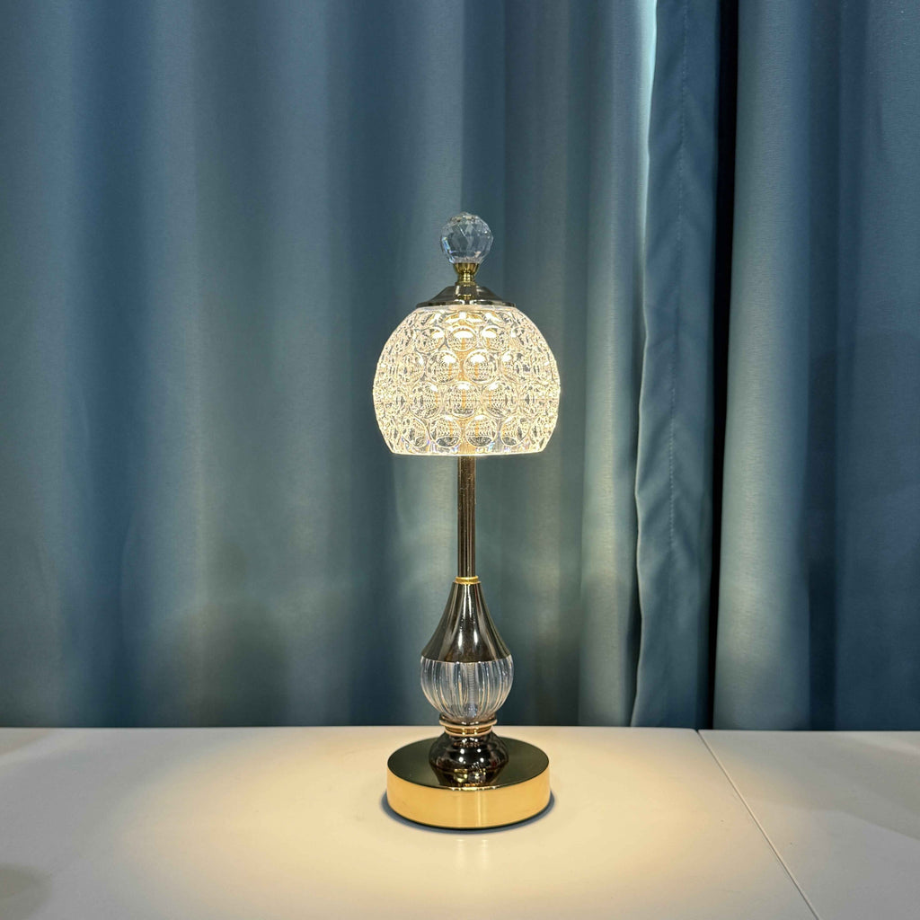 Cielo Crystal Touch Table Lamp | Rechargeable LED, Polished Gold